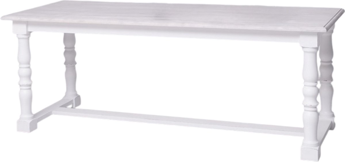 Smal houten kloostertafel met gedraaide poten – 205x84 cm - wit (PS581)