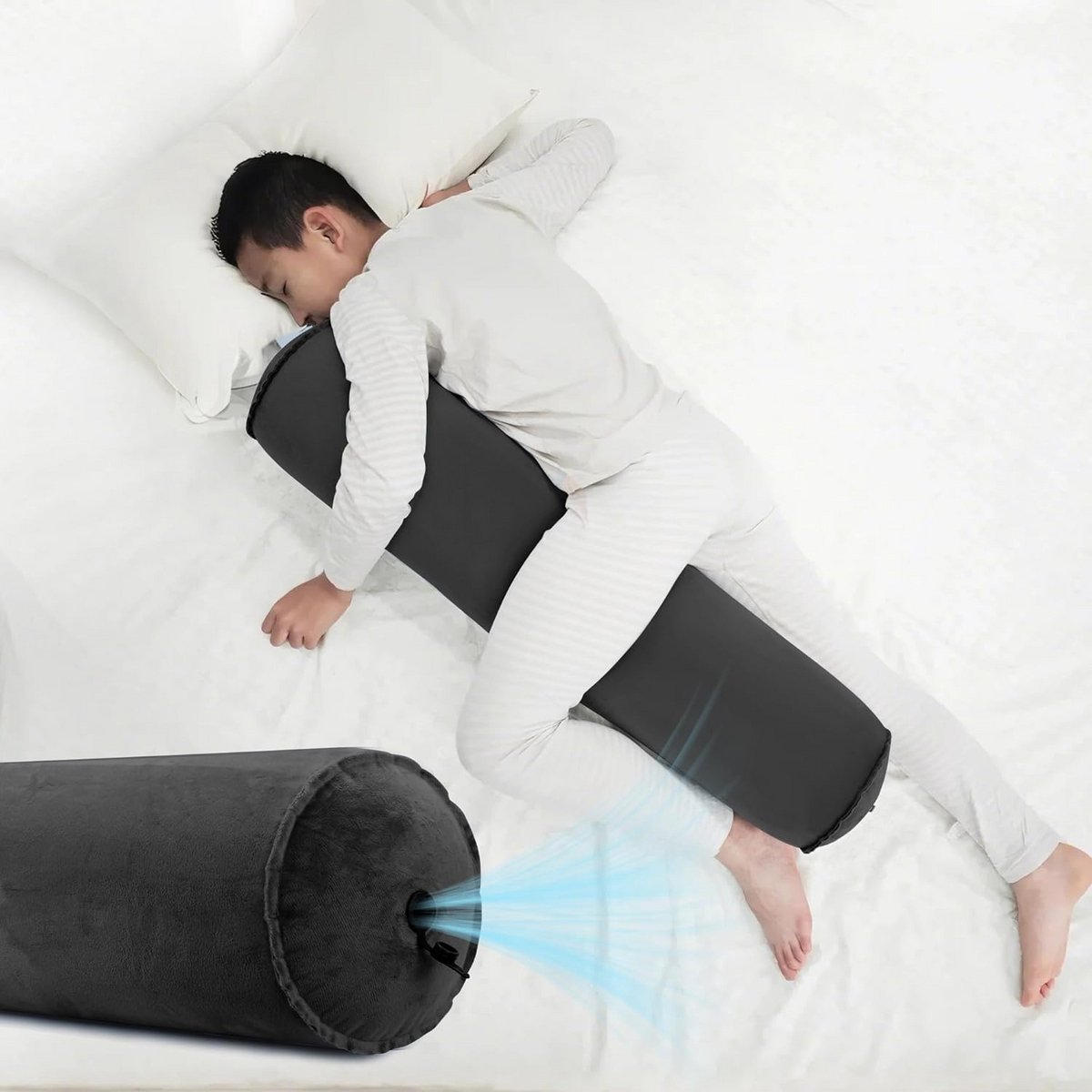 Opblaasbaar Zijslaper Kussen voor Volwassenen en Kinderen - Comfort en Ondersteuning 90x20 cm