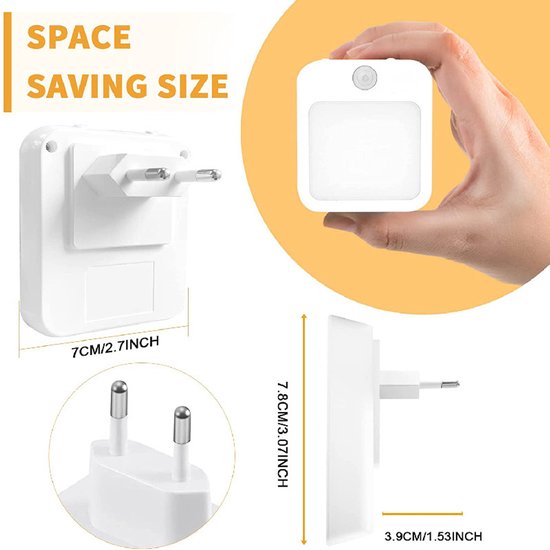 Tweedelige mini draagbare LED-nachtlamp met sensor voor aan de muur, geschikt voor kinderkamer, hal en keuken (warm licht). — afbeelding 3