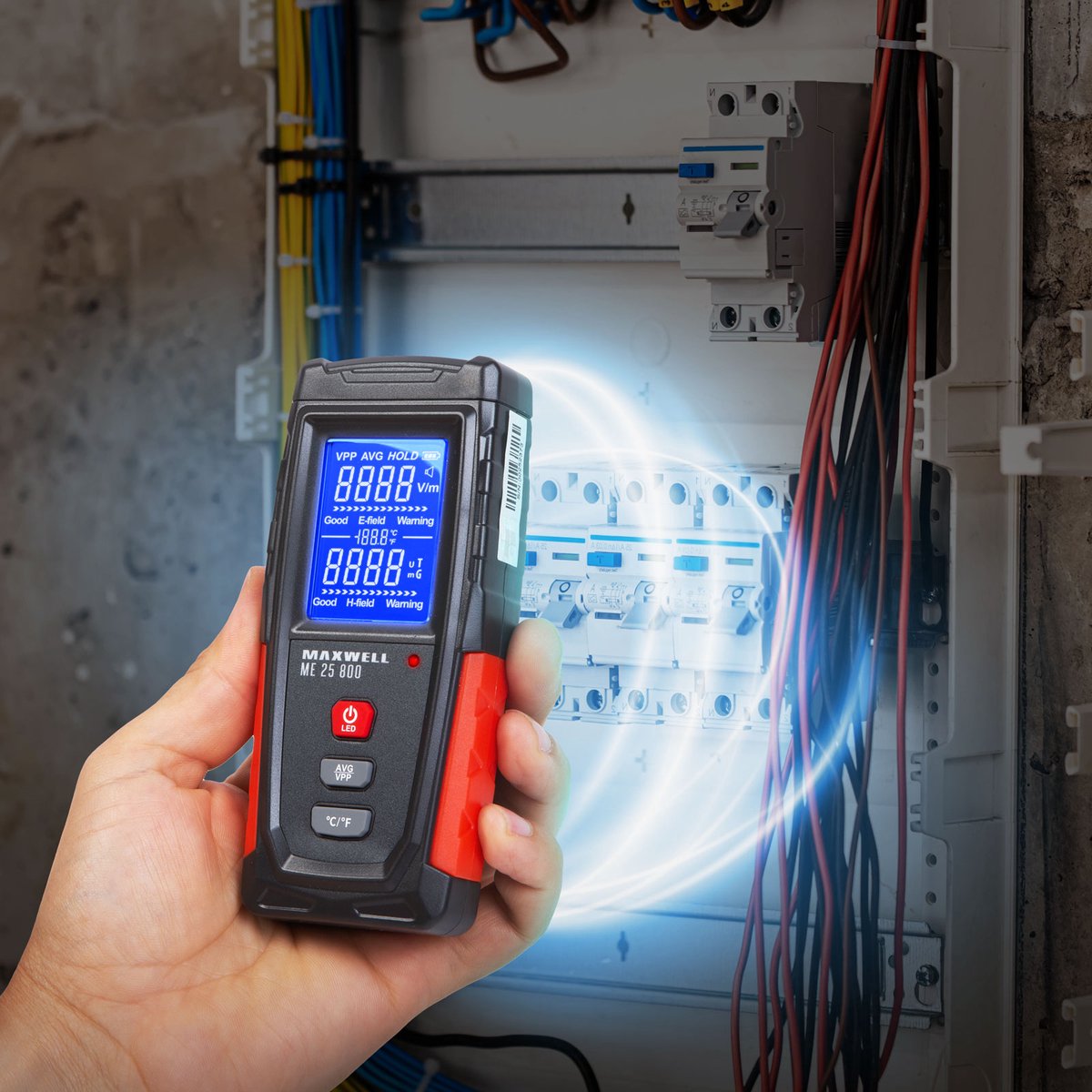 Elektromagnetische Stralingsmeter - 2-in-1 Elektrisch & Magnetisch Veld - LCD Display - Oplaadbaar - 60×25×133 mm [25800]