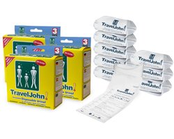 TravelJohn Plaszak - 9 stuks - 800 ml - Lekvrij & Geurloos - Unisex Wegwerp Urinaal - Reis toilet - Noodtoilet - PET