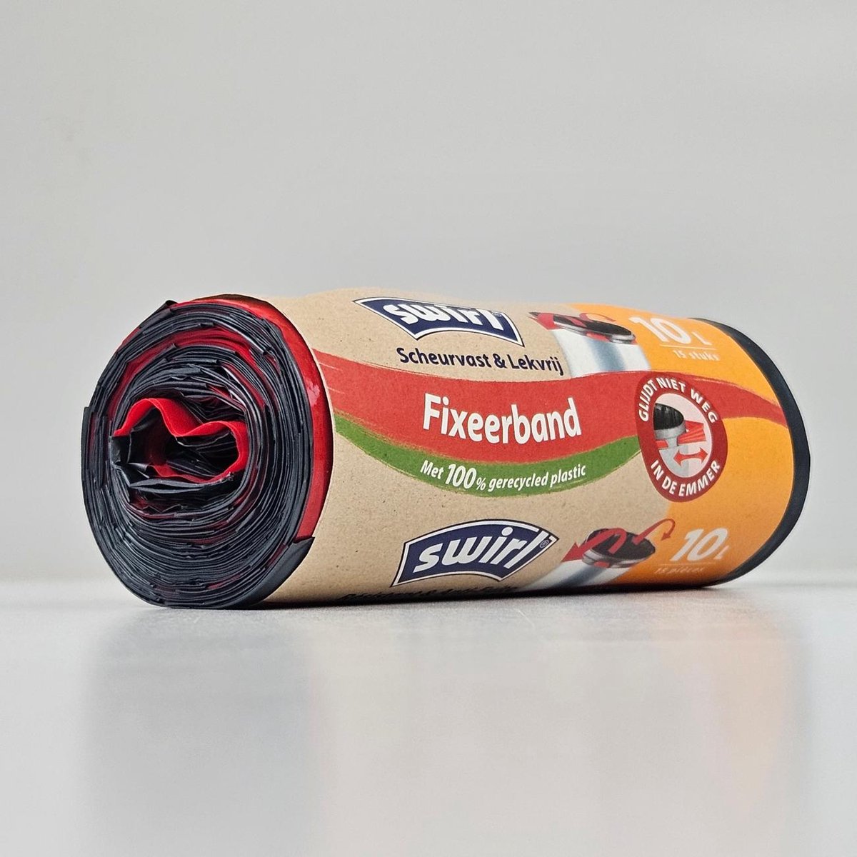 Swirl Fixeerband 10L – Afvalzakken – Met Fixeerband – 20 rollen van 15 stuks – Recyclebaar