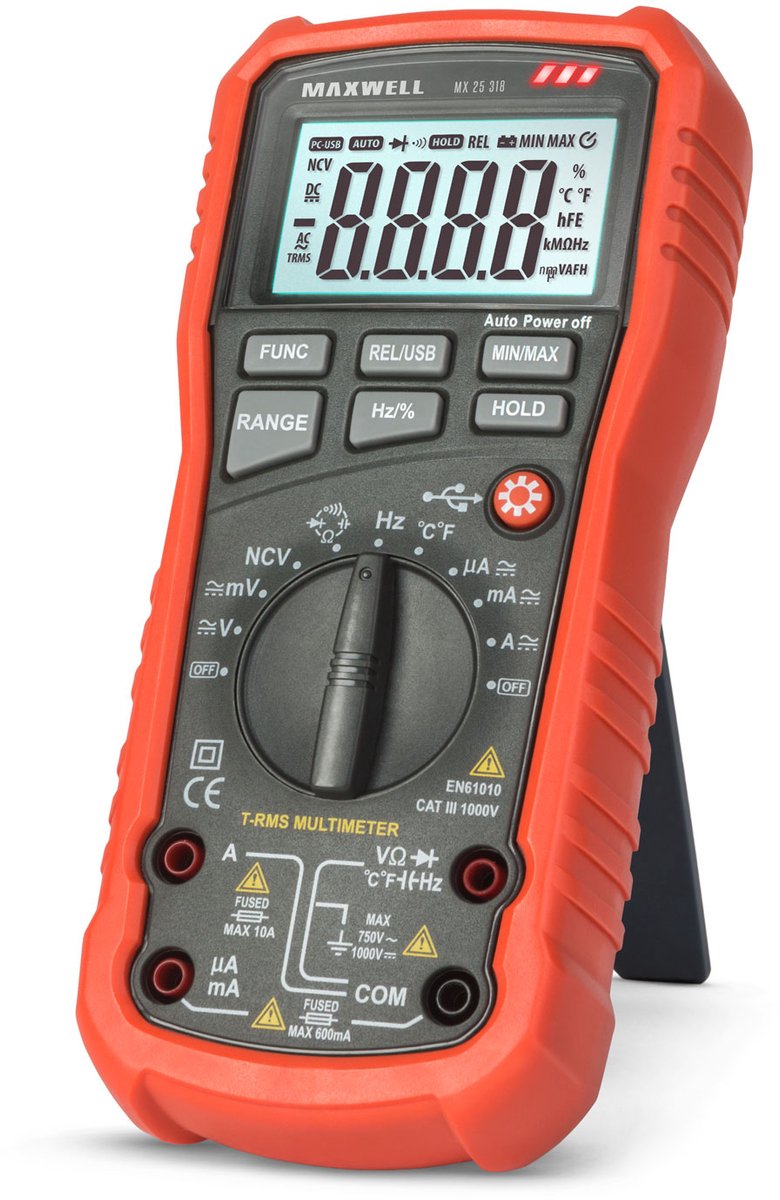 Digitale Multimeter - NCV - USB PC-verbinding - Auto Range - 1000V - 10A - Temperatuur - Achtergrondverlichting [25318]