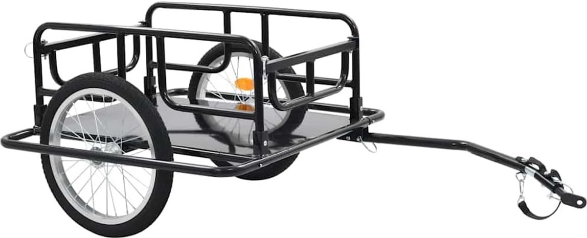 Stevige Fietskar Zwarte Fietsaanhanger met Grote Laadruimte 50 kg Draagvermogen