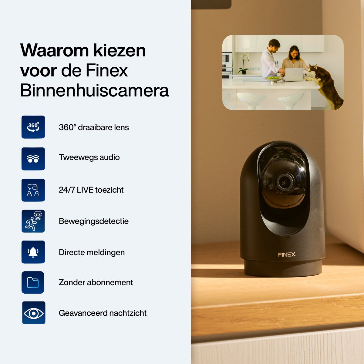 Finex Beveiligingscamera Binnen met Nachtzicht en 2‑weg - afbeelding 3