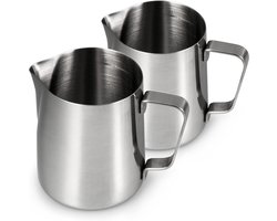 Set van 2 RVS Melkopschuimkannen 500 ml voor Cappuccino en Latte