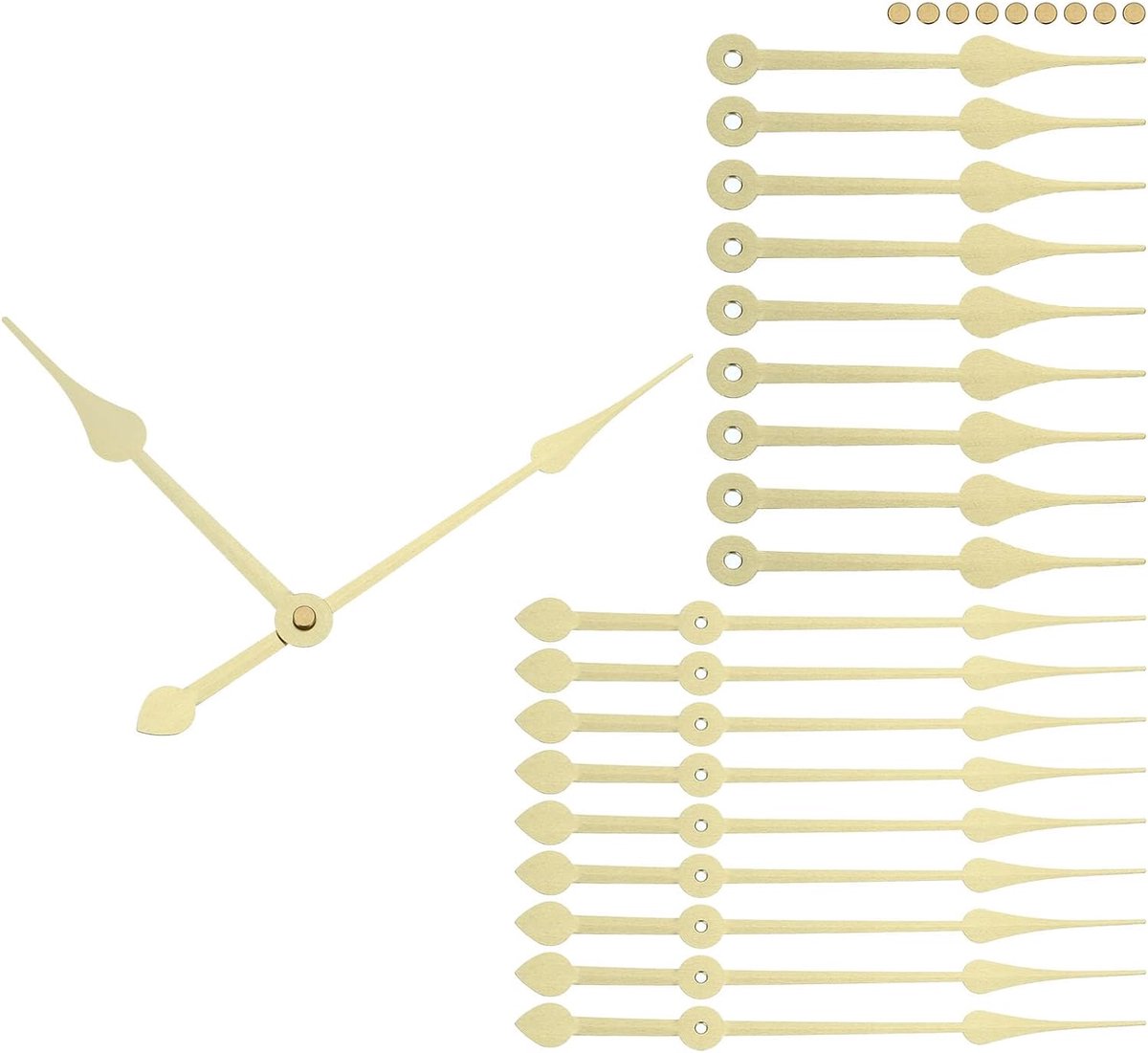 Klok Handen Kit, 10 Set Klok Handen Kits Klok Mechanisme Beweging Aluminium Wandklok Handen Onderdelen Vervanging voor Wandklok Reparatie DIY, Goud, A23