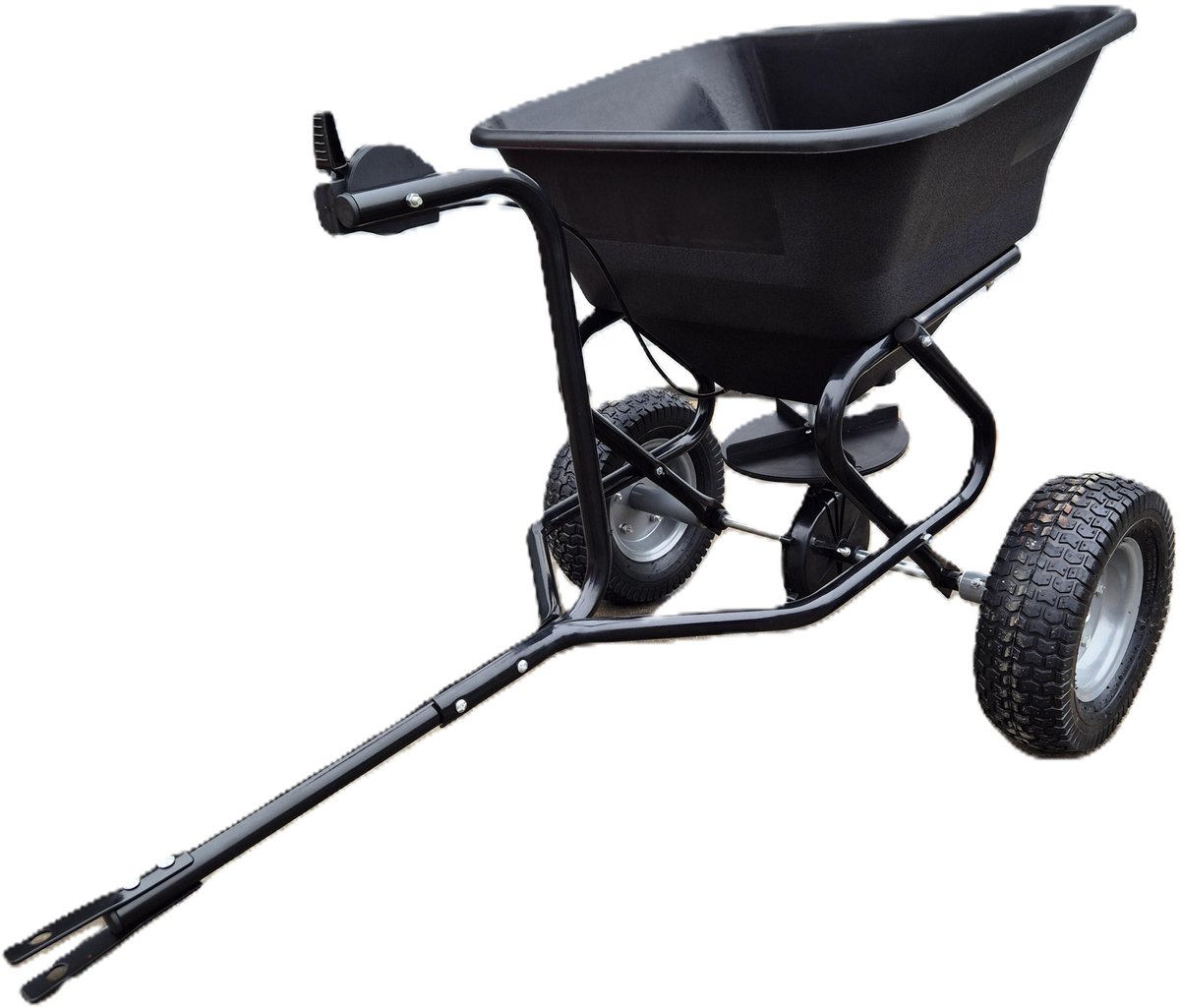 Roterende Getrokken Strooier 36 kg – Strooiwagen met Luchtbanden – Voor Zout, Zaden & Kunstmest – Instelbare Dosering