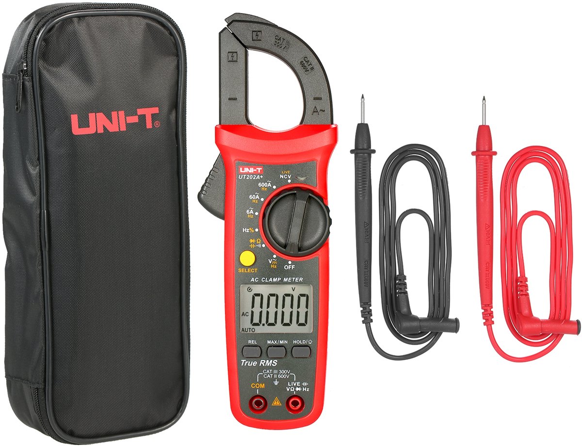 Digitale Stroomtang Multimeter – AC/DC tot 600A – NCV & Automatisch Bereik – Inclusief Meetpennen – Voor Elektriciens & DIY