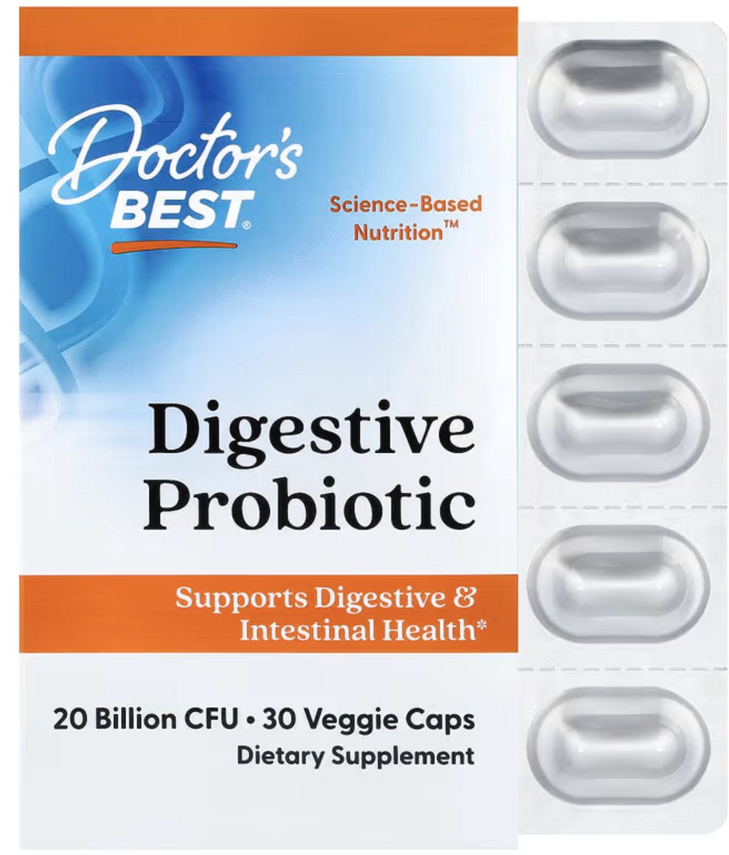 Doctor's Best Digestive Bioticsupplement, 20 Billion CFU - 30 vcaps