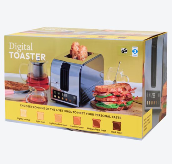 Digitale broodrooster – 750 W – 6 bruiningsstanden – Ontdooifunctie – Zwart