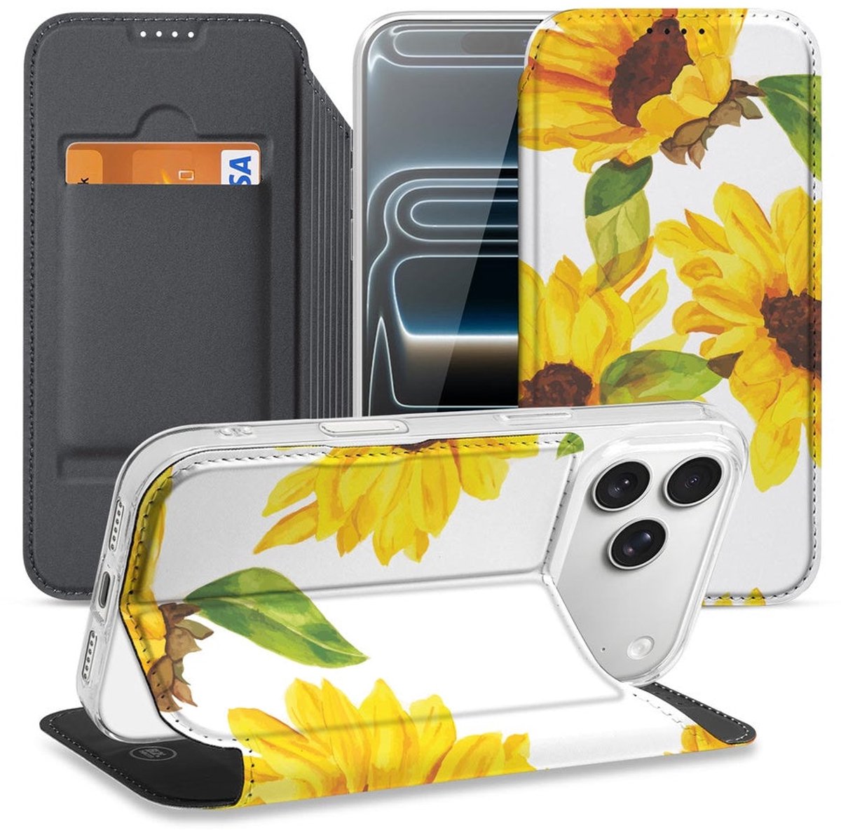 Apple iPhone 17 Pro Smart Cover Hoesje Zonnebloemen
