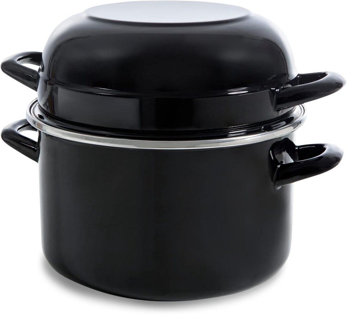 Gietijzeren Kookpan 22cm 5 Liter met Omkeerbaar Deksel voor Mosselen en Stoofgerechten