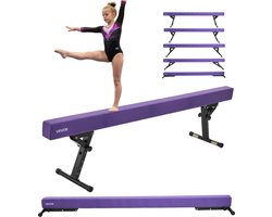 VEVOR Evenwichtsbalk Gymnastiek Kinderen 241 cm Hoogte Verstelbaar (5-Niveaus/170/380/470/540/565 mm), Draagvermogen 158,7 Kg Gymnastiekbalk, Evenwichtsbalk voor Gym, Paars