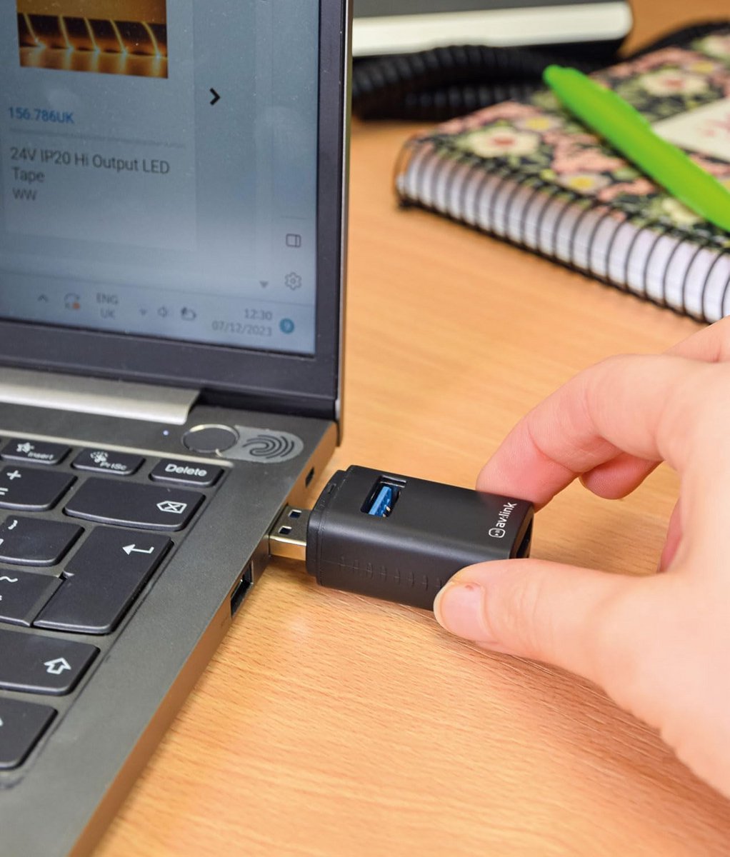 3-Poorts USB Type-A Hub met Hoge Snelheid (USB 3.2 en 2.0) voor Laptop en PC