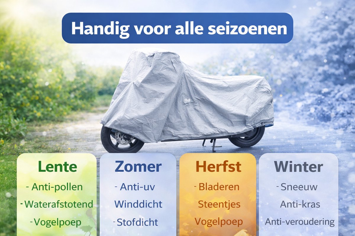 Motorhoes / Scooterhoes XL – Waterafstotend – Beschermhoes tegen Regen & Vuil – 246×104×127 cm – Zilvergrijs – foto 3