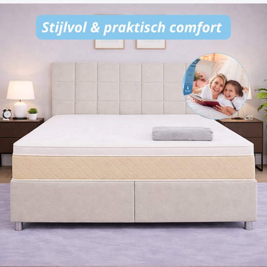 Box Spring 90x Maan matras ® Boxspring | boxspring 90x200 Beige | bed | boxspring met ...