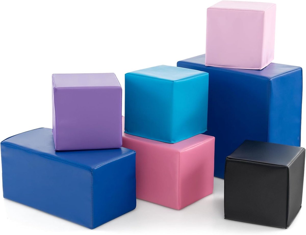 KOMFOTTEU 7 delig Schuimblokken EPE - Soft Play Foam Blokken - Reuze Bouwblokken - Montessori-klimblokken - voor kinderen