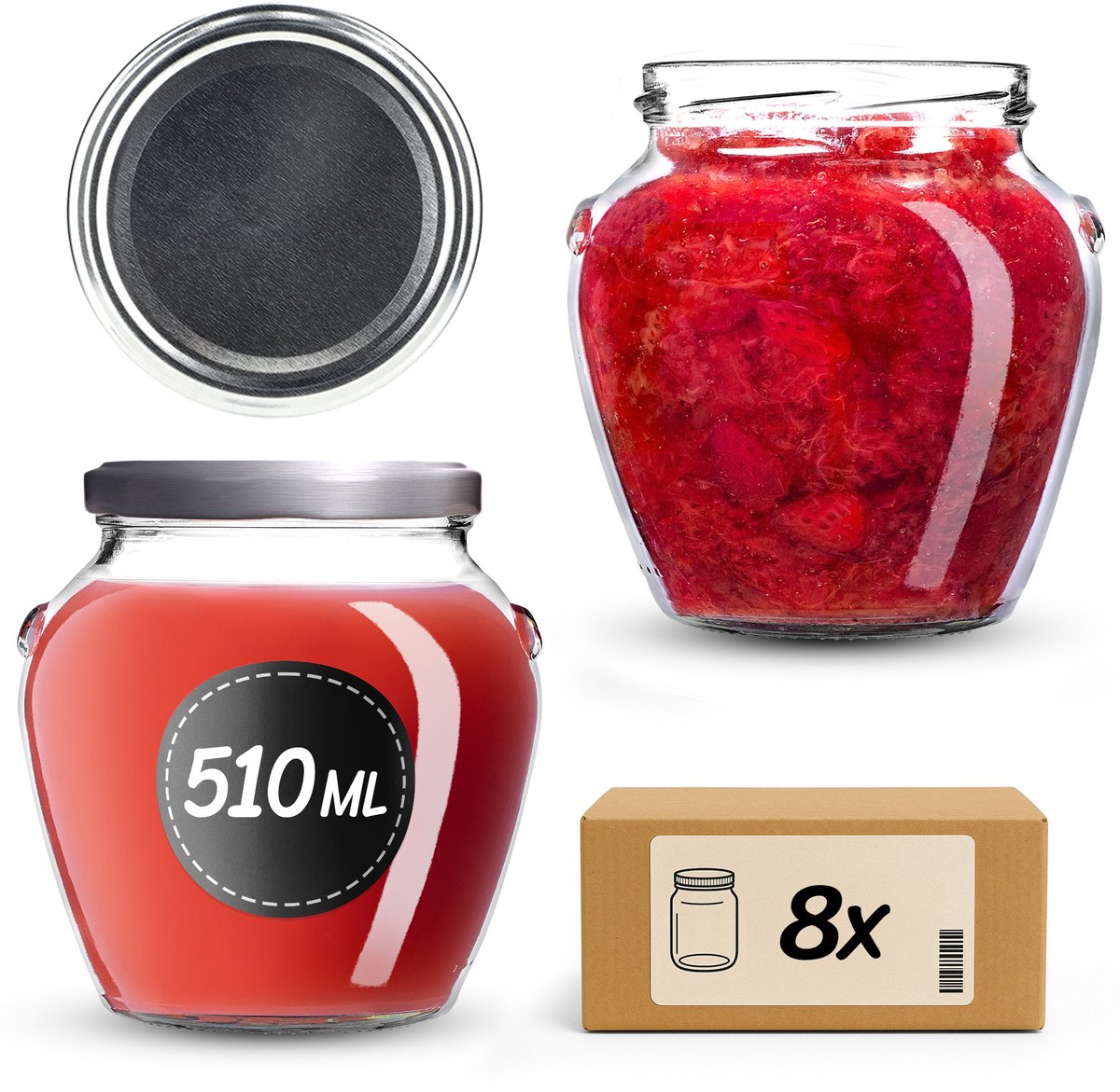 KADAX Amphora Jar fi82 510ml + deksel wz5 Zilver