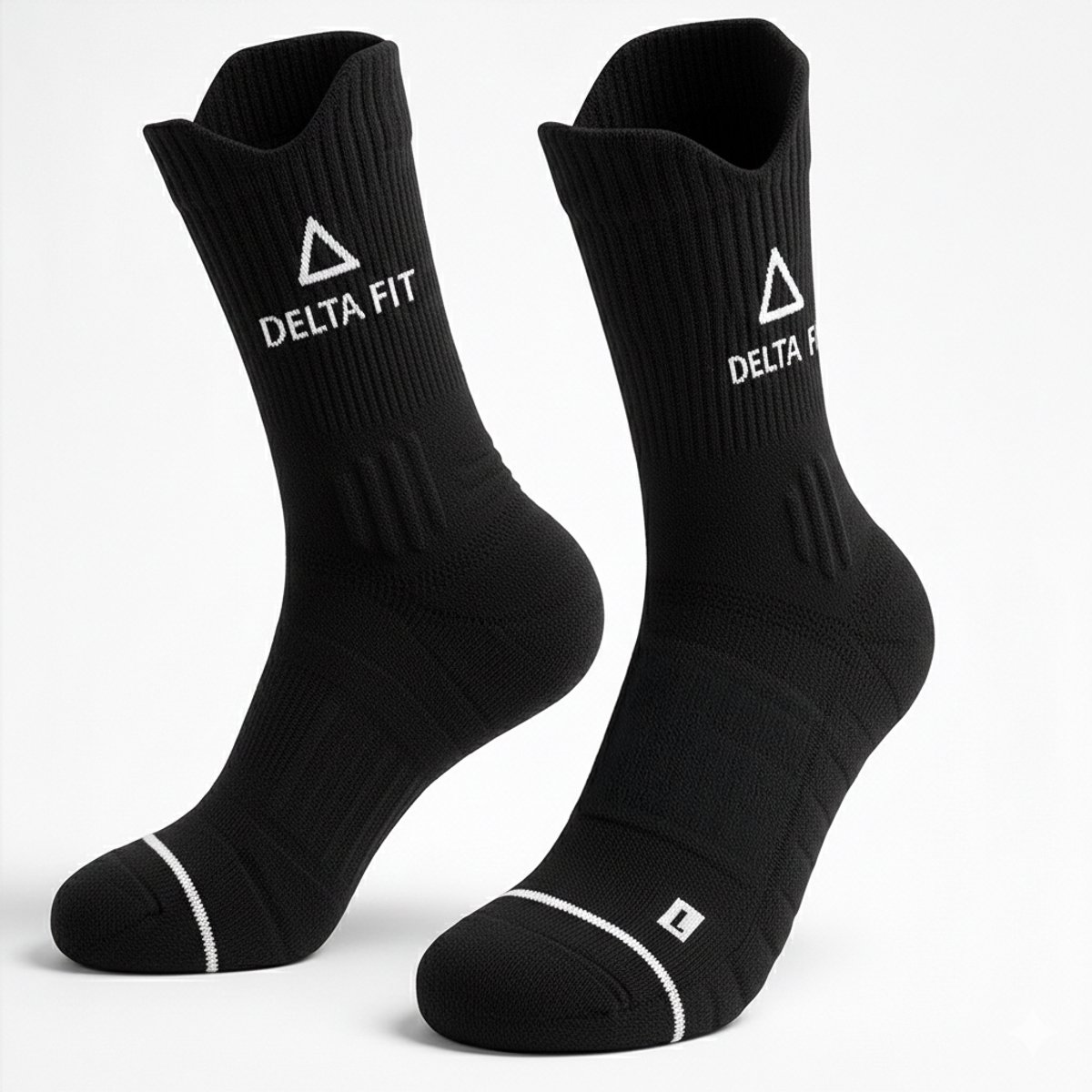 Delta Fit - Hardloop Compressie Sokken - Sneldrogend - Verstevigd - Maat 39-45 - Zwart