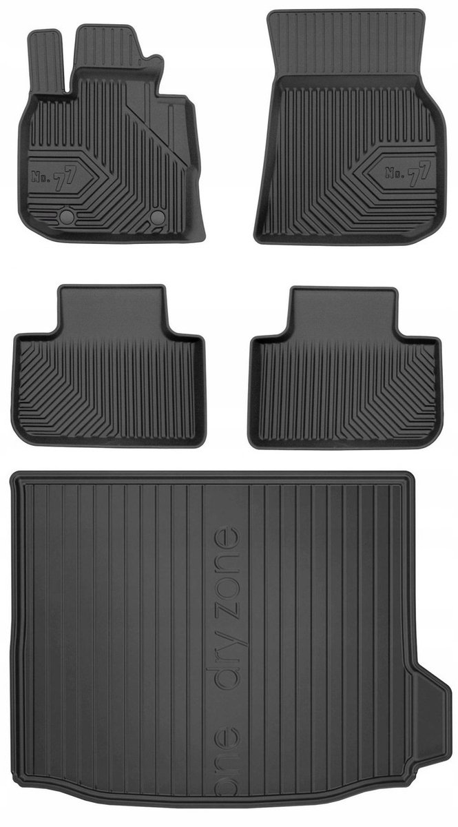 Frogum Voordeelset - Automatenset No.77 + Dry Zone Kofferbakmat - Geschikt voor BMW X3 G01 (vanaf 2017) - Met rechter zij-nis - TPE Rubber - Geurloos - Zwart