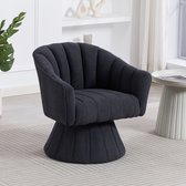 OKWISH Draaistoel 70 X 66 X 72 Cm - 360 Graden Draaibaar - Ergonomische Kuip Met Armleuningen - Voor Kantoor En Woonkamer - Ribfluweel - Donkergrijs
