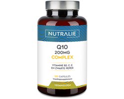 Nutralie Co-enzym Q10 Complex - 120 Capsules - Energie & Antioxidanten Supplementen - Mannen en Vrouwen - 200mg Q10 met Vitamine C, E, B2 & Zwarte Peper