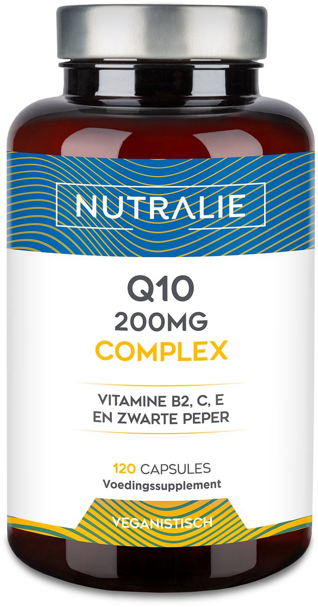 Nutralie Co-enzym Q10 Complex - 120 Capsules - Energie & Antioxidanten Supplementen - Mannen en Vrouwen - 200mg Q10 met Vitamine C, E, B2 & Zwarte Peper