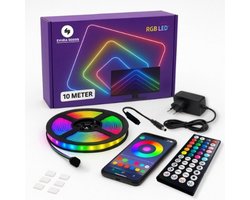 Evura Goods - Led strip - 10 meter - RGB - met afstandsbediening & telefoon app - dimbaar - smart LED light verlichting - Led-strips - timer en muziek modus - Led Lights - smart home verlichting
