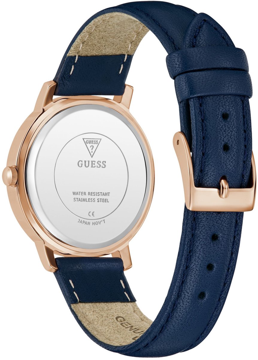 Guess Spiral Quartz Analoog Horloge Blauw Behuizing: 100% Roestvrij Staal| Armband: Roestvrij Staal 34 mm U1460L3M