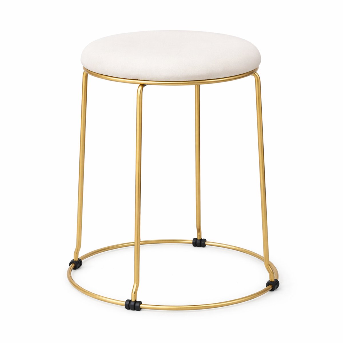 Luxaliving Kruk -krukje -Goud/Beige -Poef - Velvet & Metaal - Ø 29 x H46 cm