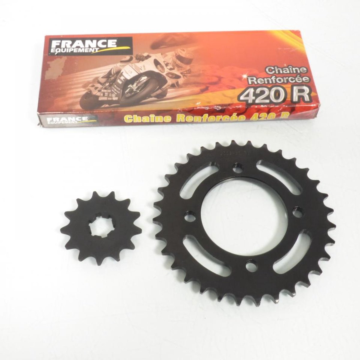 Kit chaîne FE pour moto Yamaha 80 PW 1991 à 2012 13x32 Pas 420 Al 64mm Neuf