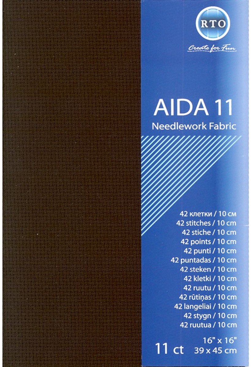 Borduurstof Aida 11 count - RTO - Precut - Zwart