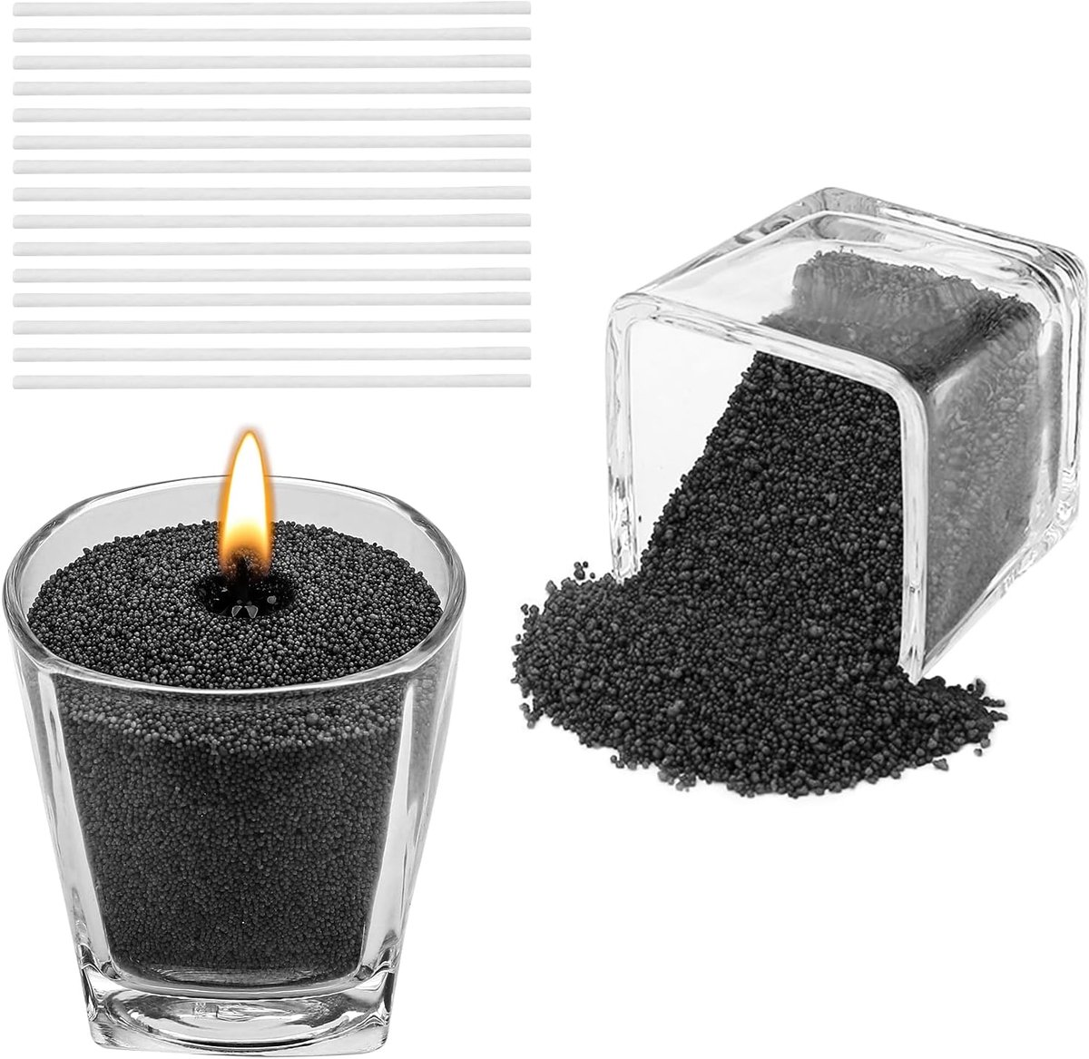 Imperatoris - Kaarsenzand - Kaarsen Zand - Burning Sand - Candle Sand - Herbruikbaar - Poederkaars - 500 g - 17 Lonten 6 cm - Zwart