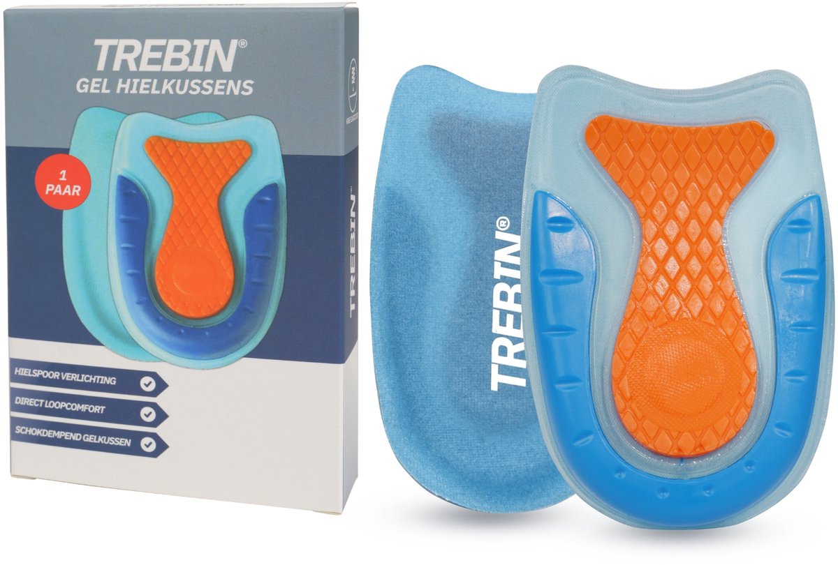 Trebin Gel Hielkussens - Schokdempende Hielcups - Hielzooltjes - Gelinleg - Unisex - 1 Paar - Maat S 35-40