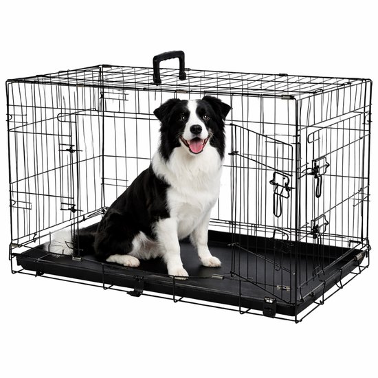 Flamingo Mezo opvouwbare hondenbench – 92x56x64 cm – zwart