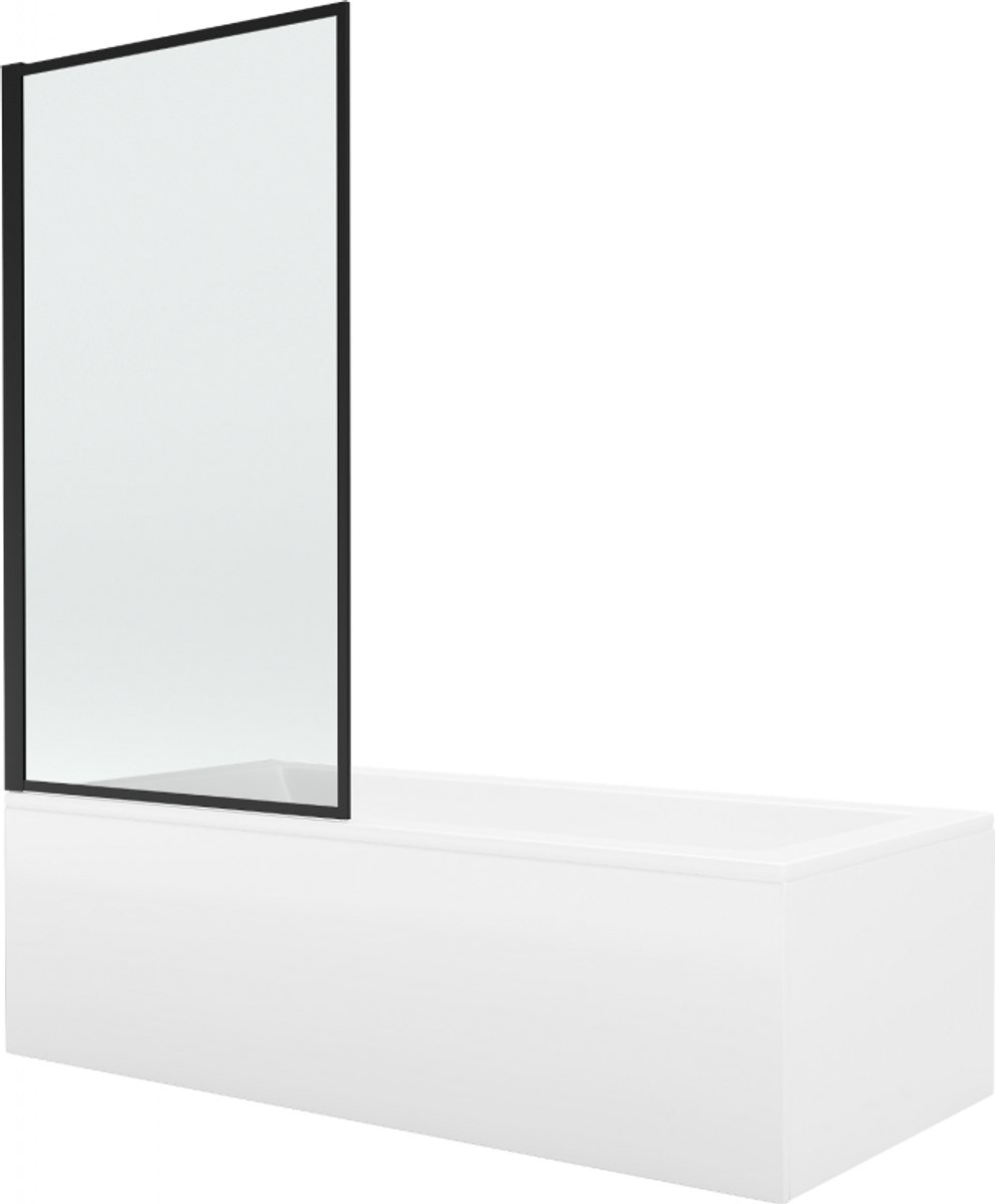Mexen Cubik rechthoekig bad 160 x 70 met ombouw en 1-delige scherm 80 , zwart patroon - 550316070X9308017070