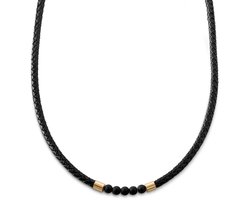 Tenvis | 5 mm Goudkleurige Onyx Leren Ketting