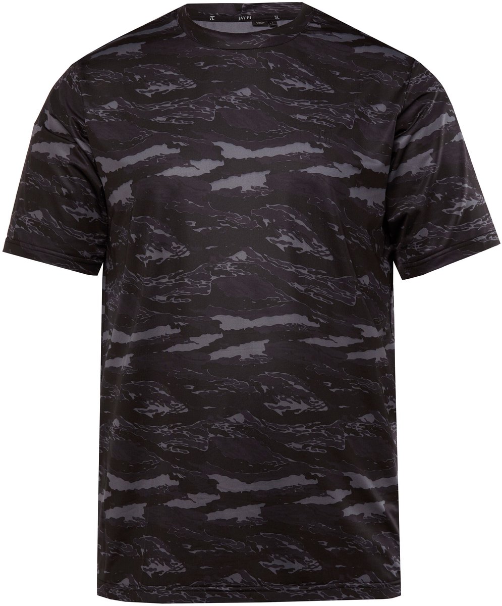 JAY-PI - Heren - Functioneel shirt tennis halflange mouwen grafische print - Zwart - Maat 6XL