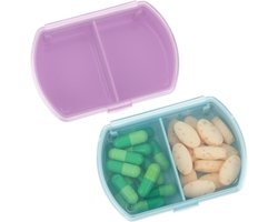 2 stuks Pill Organizer Medicine Box Case Container Medication Supplement Kit Pocket Holder Bottle Dispenser 2 Times a Day Pill Box Daily Week Compartments Organization Travel Holiday Essentials