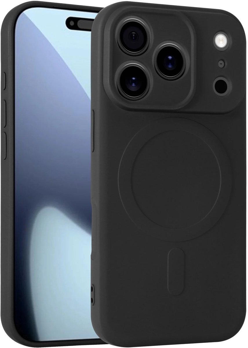 YPCd - MagSafe Backcover voor Apple iPhone 17 Pro – Shockproof Siliconen Hoesje met Verhoogde Randen & Draadloos Opladen – Zwart