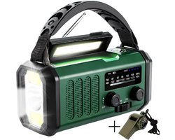 Liveno® Noodradio - 10.000mAh Powerbank – Solar & Opwindbaar – FM/AM Radio – Zaklamp & SOS Alarm – Voor Noodpakket, Kamperen & Stroomuitval