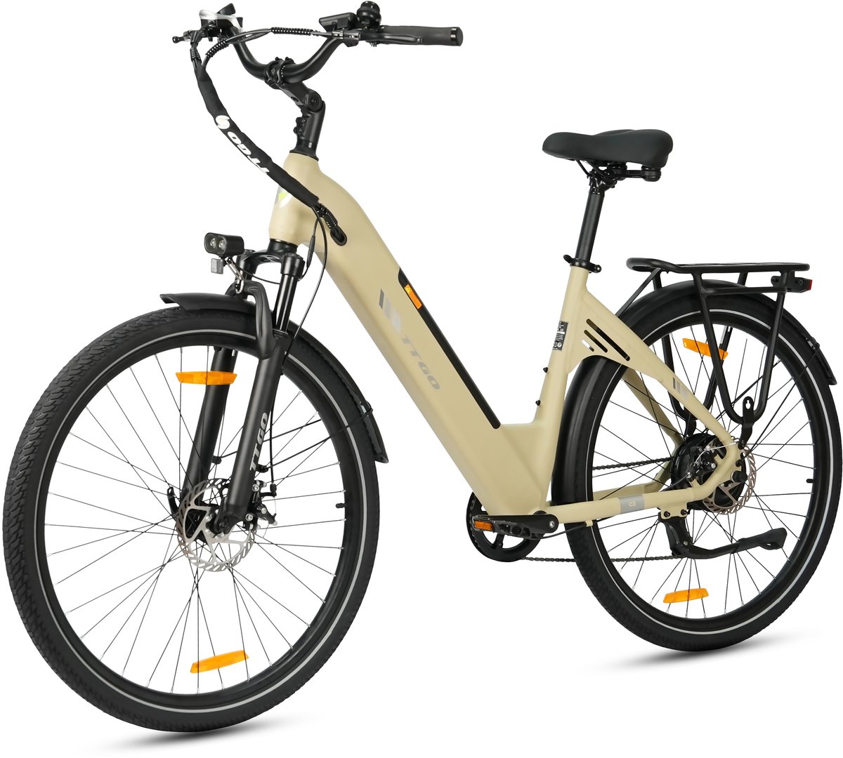 Elektrische Fiets TTGO C3 - 36V 18AH Accu - Actieradius Tot 120 Km - 28×2.0 Inch Wielen - Aluminium Lage Instapframe - Shimano 7 Versnellingen - Mechanische Schijfremmen - LCD Display - Elektrische Stadsfiets - Zwart thumbnail 2