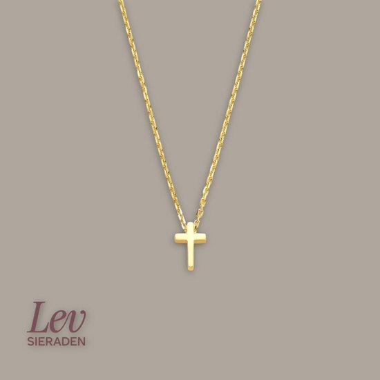 Lev Sieraden - Collier ancre 9k Goud avec pendentif croix - 41-43-45 cm x 1 mm - Goud - 9 carats