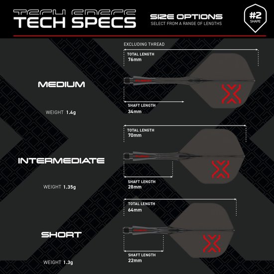 Winmau Fusion Blade X Black NO2 - Dart Flights van Merkloos — afbeelding 2