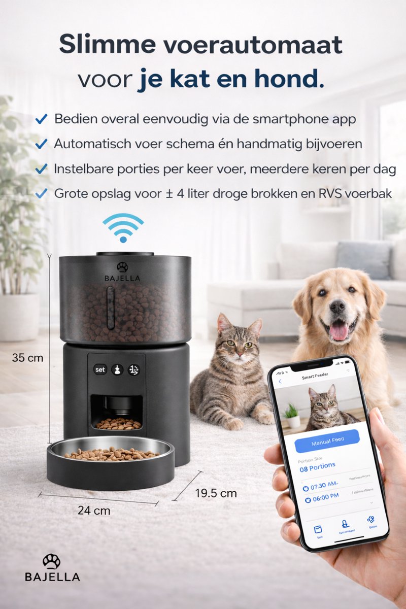 Bajella Automatische Voerbak voor Katten met App en Camera - afbeelding 2