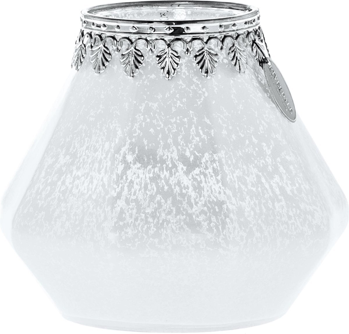 Riverdale - waxinelichtjeshouder - Sfeerlicht - Glow - wit - zilver - H13 cm - Ø 15 cm - glas