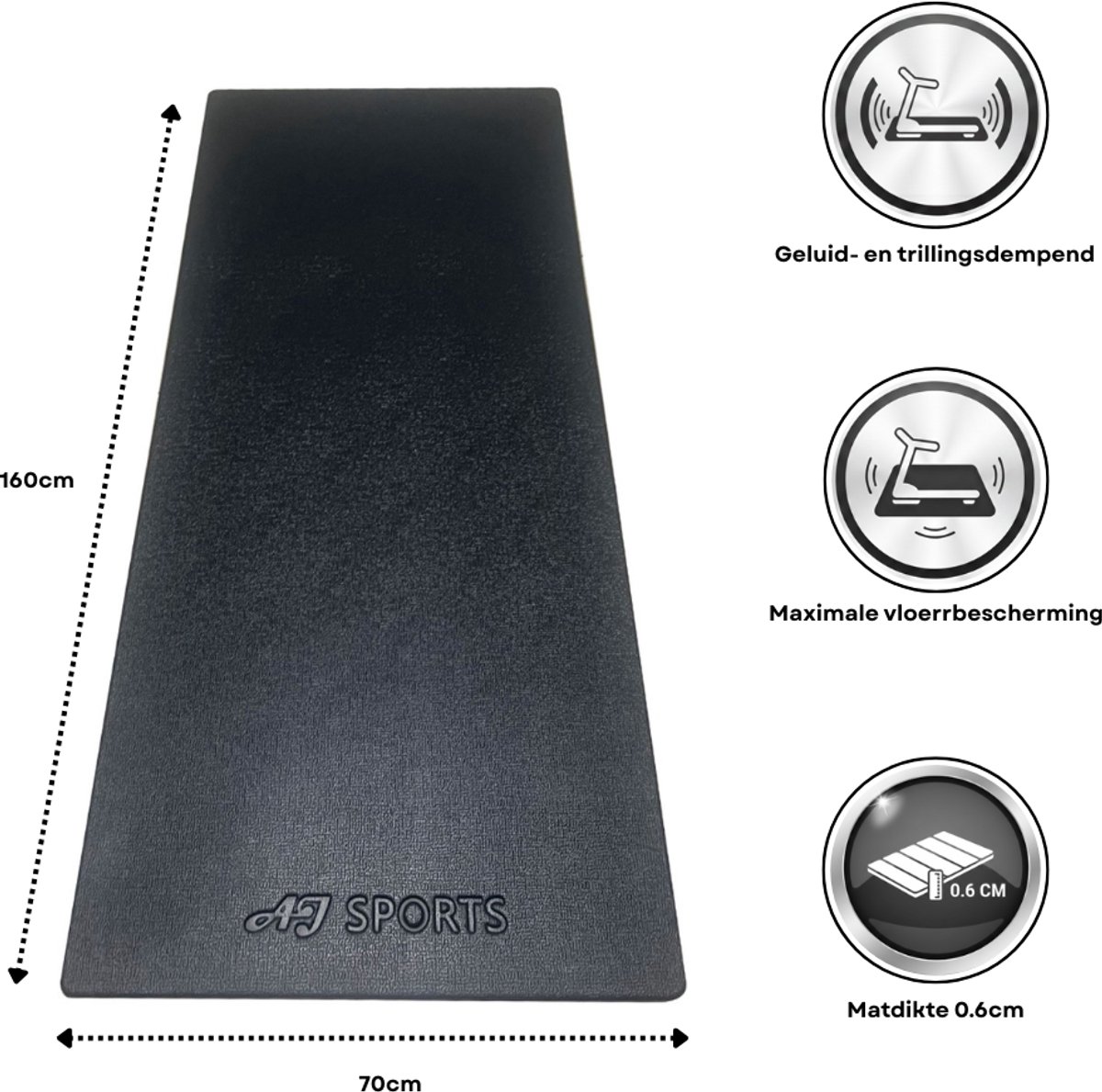 AJ-Sports Vloermat voor Loopbanden - Walking Pad - 160 x 70 cm thumbnail 4