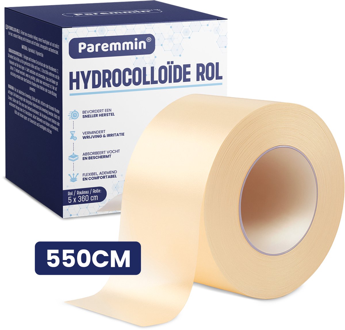 Hydrocolloïde Rol 5 x 550 cm - Hydrocolloid Roll Tape - Pimple Patch - Siliconen Pleister
