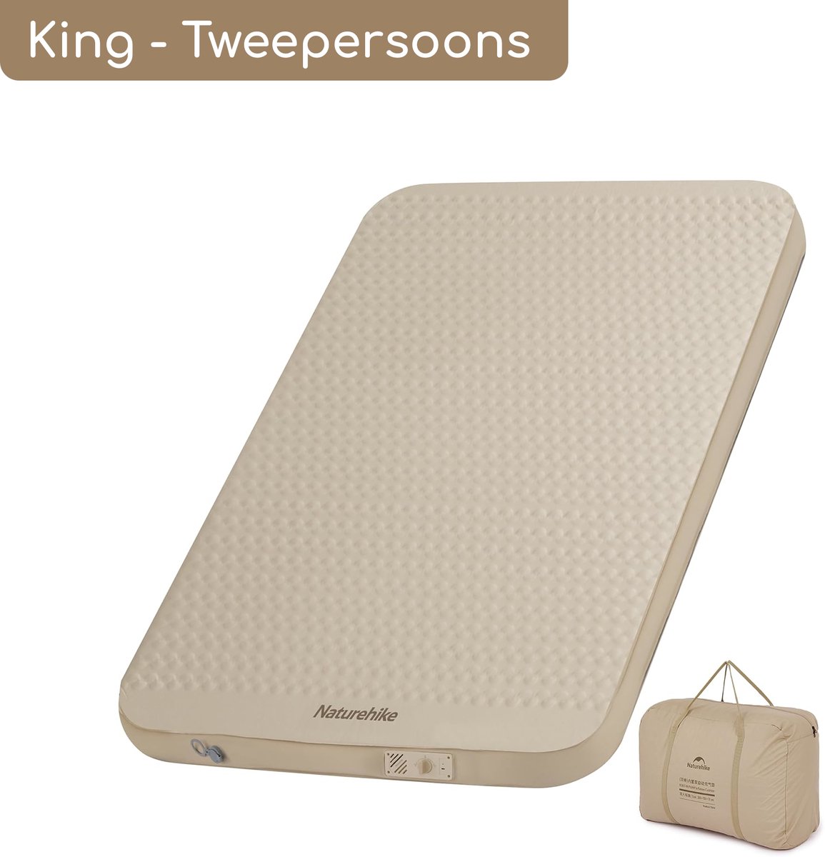 Naturehike Yugu C12 Slaapmat - King Tweepersoons - Zelfopblazend 12 centimeter - Extra dik & comfort - Luchtbed met ingebouwde pomp - Luchtmatras